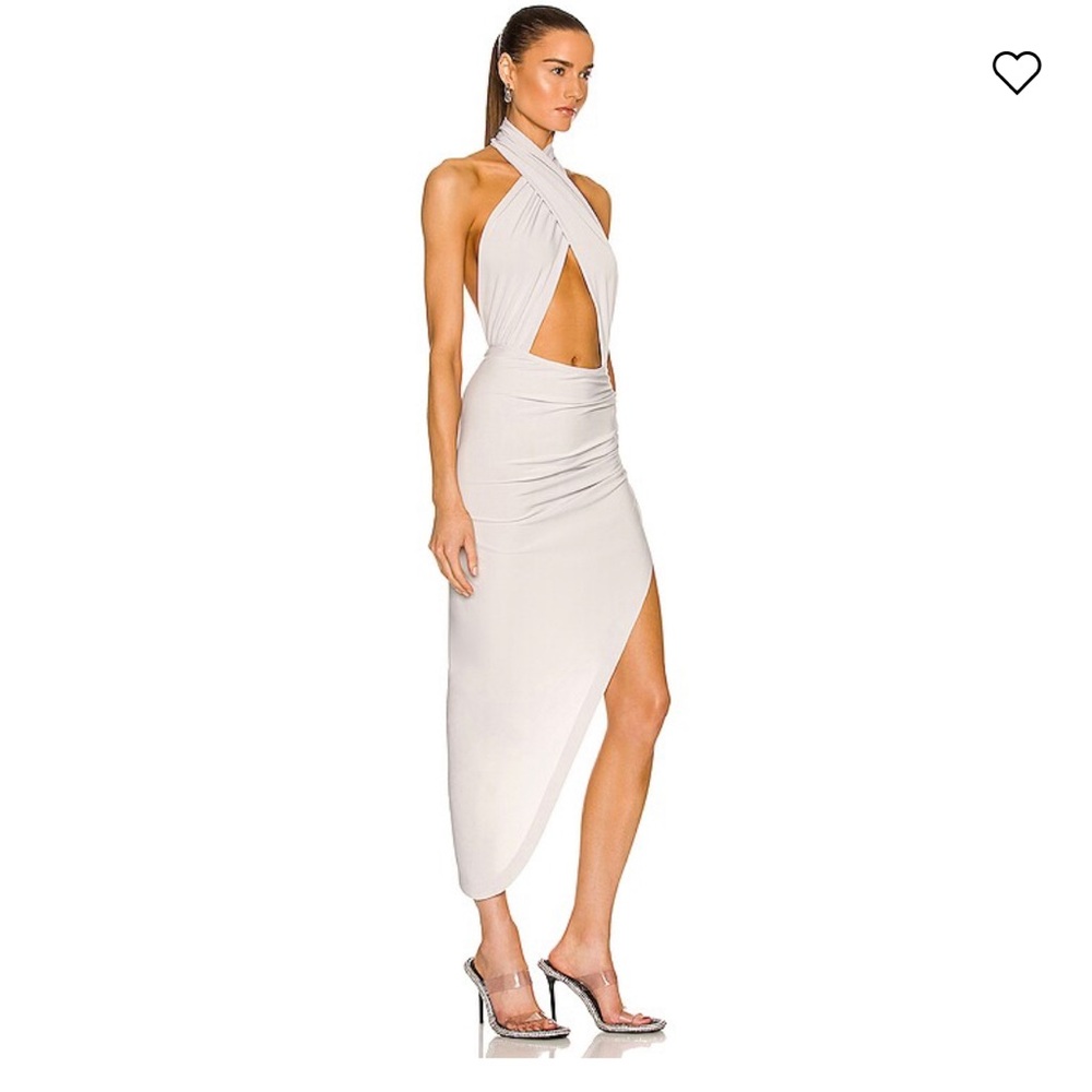 Norma Kamali Side Drape Halter Dress.  Size Medium.  New with tags.  Color fog.